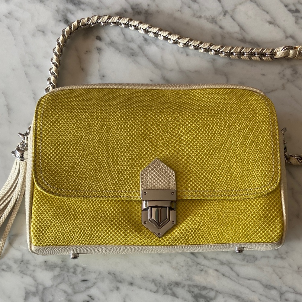 Eric Javits Yellow and Cream Crossbody Bag